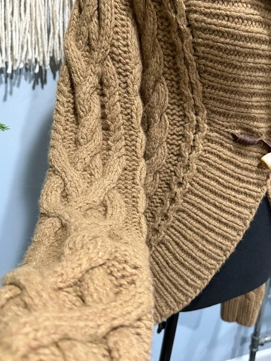 Ralph Lauren Hand Knit Wool Cashmere Angora Cardigan Toggle Brown Size Small - Picture 5 of 7